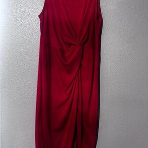 SHEIN Sleeveless Twist-Front Wine Red Maxi Dress